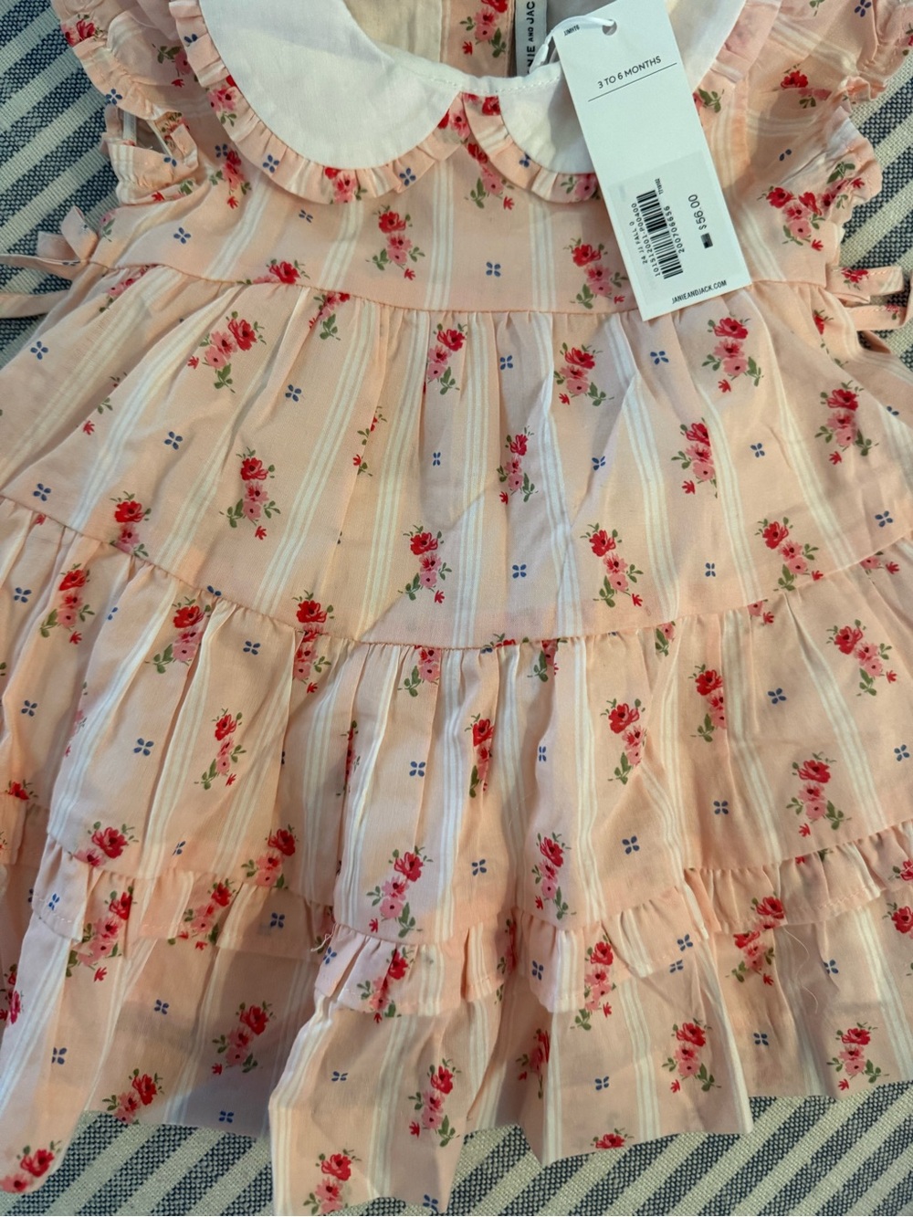 Peach Floral Tiered Baby Party Dress